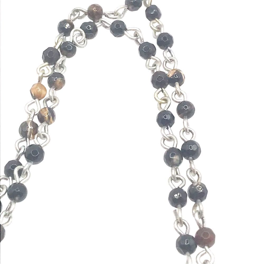 Silver Pendant Necklace with Natural Stone Tiger's Eye Beads - Picture 6 of 7